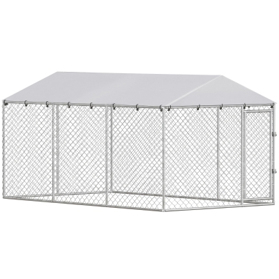 PawHut Recinto per Cani da Esterno con Rete Zincata 4x2.3x2 m