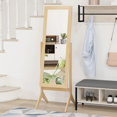 HOMCOM Miroir en Pied Réglable 148cm Chêne Dressing Chambre