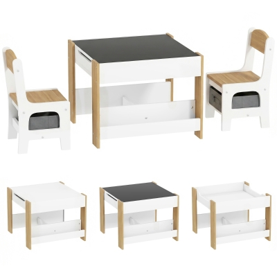 HOMCOM Ensemble Enfant 3pcs Table Réversible avec Rangement