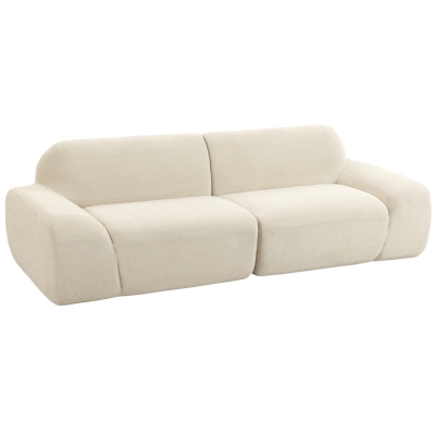 HOMCOM Canapea 3 locuri din chenille 244 cm, canapea modernă pentru living, șezut și brațare late, arcuri individuale (pocket), crem