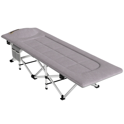 Outsunny Lit Camping Pliable Gris avec Matelas et Sac
