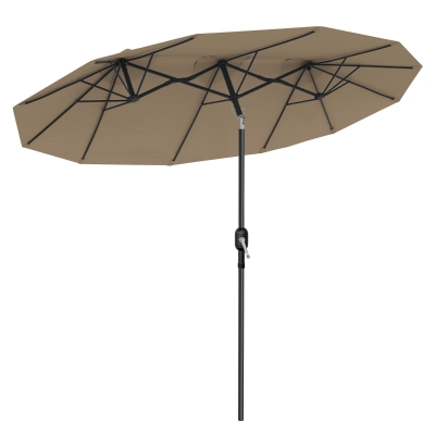 Outsunny Ombrellone da Giardino Doppio con Manovella Cachi