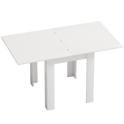 HOMCOM Ausziehbarer Esstisch für 4-6 Personen aus Holz und Stahl, 140x80x77.5 cm, Weiß Holzoptik