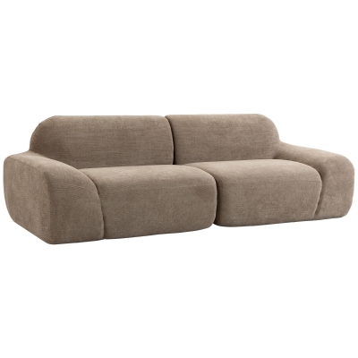 HOMCOM Sofá 3 Lugares em Chenille 244 cm, Sofá de Sala Moderno, Assento e Apoios de Braços Largos, Molas Ensacadas, Castanho Claro