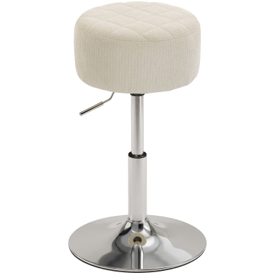 HOMCOM Banqueta de penteadeira em PU, banqueta de maquiagem giratória, banqueta de bar regulável em altura 51-66 cm, creme