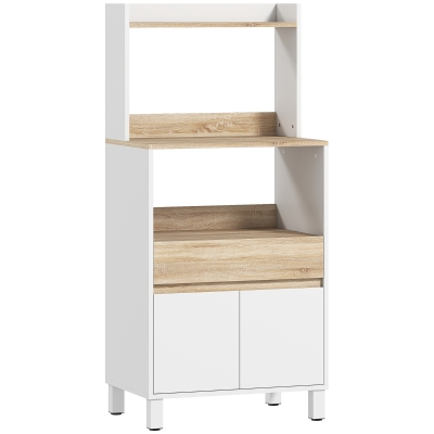 HOMCOM Buffet Cuisine Chêne/Blanc 60x40x131cm avec Placard/Tiroir