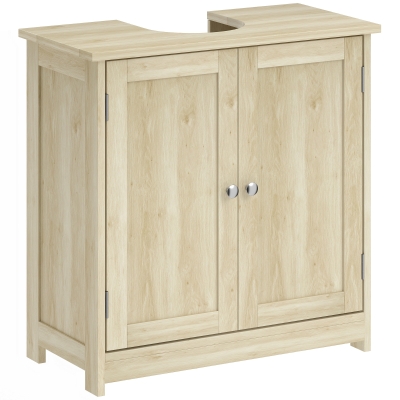 kleankin Meuble Sous-Lavabo 2 Portes Chêne 60x30x60 cm