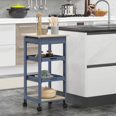 HOMCOM Desserte Cuisine Roulettes MDF Chêne/Bois Pin