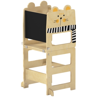 AIYAPLAY Tour d'Apprentissage 3-en-1 Pliable Bois Motifs Chats