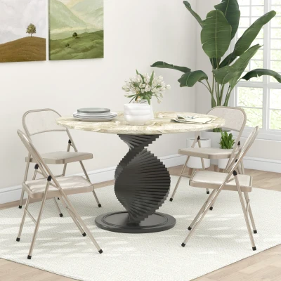 HOMCOM Set 4 Sedie Pieghevoli con Seduta Imbottita Beige