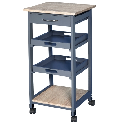 HOMCOM Desserte Cuisine Roulettes MDF Chêne/Bois Pin