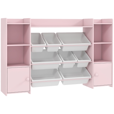 AIYAPLAY Scaffale Portagiochi con Contenitori e Armadietti Rosa