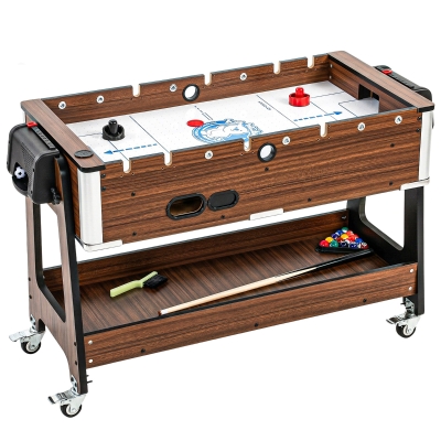 SPORTNOW 3-in-1 Multi Spieltisch drehbar Multifunktionstisch mit Billardtisch Tischfußball Airhockey Ablagefach