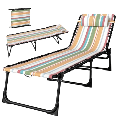 Outsunny Folding Sun Lounger Garden Recliner Multicoloured