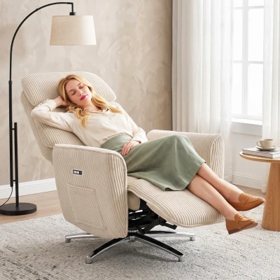HOMCOM Relaxsessel Elektrisch Verstellbar Fernsessel mit Liegefunktion, 2 Motoren Drehbar TV Sessel mit USB-Anschluss