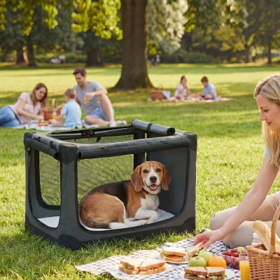 PawHut Hundebox faltbar Hundetransportbox mit Kissen abnehmbar waschbar Bezug aus Oxford-Gewebe für Hunde bis 20kg Armeegrün