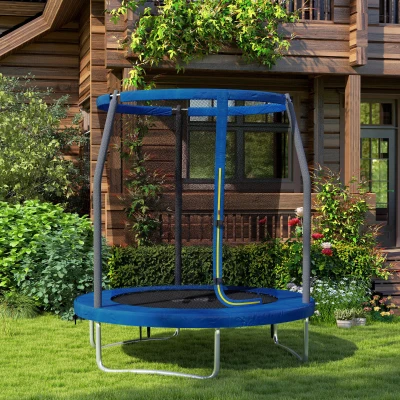 SPORTNOW Cama Elástica Infantil Trampolín con Red de Seguridad Ø183x200 cm Azul