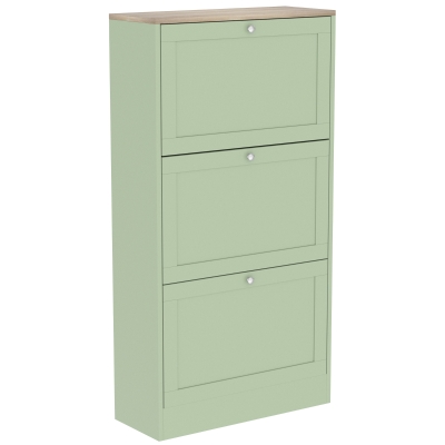 HOMCOM Schuhschrank im modernen Stil, 3 klappbare Fächer, 18 Paar Schuhe, 60 x 23,5 x 115 cm, Grün