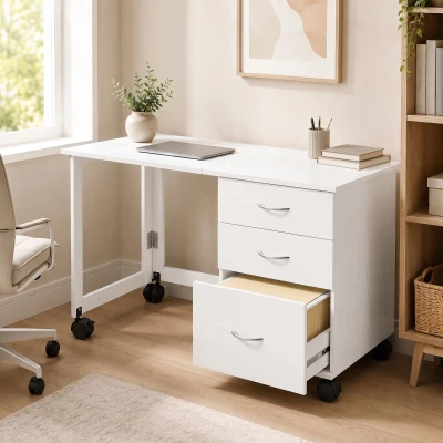 HOMCOM Scrivania Pieghevole per Computer con 3 Cassetti