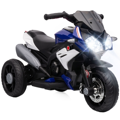 HOMCOM Moto Électrique Enfants 3 Roues 6V Noir avec Lumières