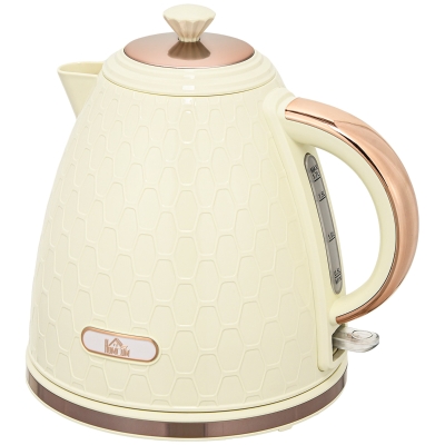 HOMCOM Waterkoker, 2200W, Venster, Filter, Snelle Kook, Beige