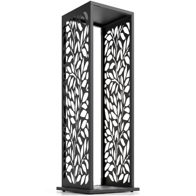 Outsunny aminholzregal 38 x 38 x 112cm erhöhtes Brennholzregal mit 4 Haken Dekorative Aussparungen bis 100 kg Stahl
