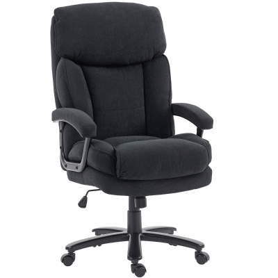 HOMCOM Chefsessel Ergonomisch Bürostuhl bis 200 kg mit Samtoptik, Hoher Rückenlehne, für Büro und Homeoffice Schwarz