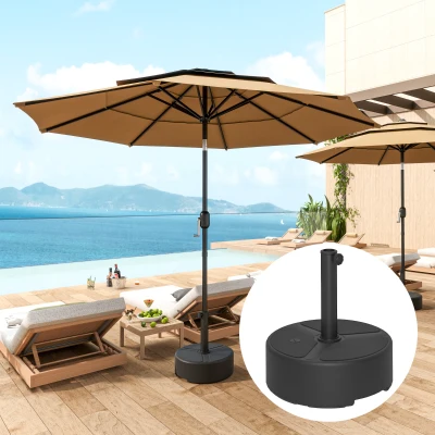 Outsunny Sonnenschirmständer aus HDPE Befüllbar Schirmständer 18kg/20kg mit Sand Wasser, Rund Schwarz