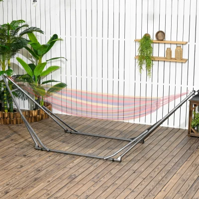 Outsunny 2-in-1 Hängemattenständer, wetterbeständig, Wäscheständer, 290 cm x 92 cm x 88 cm, Schwarz