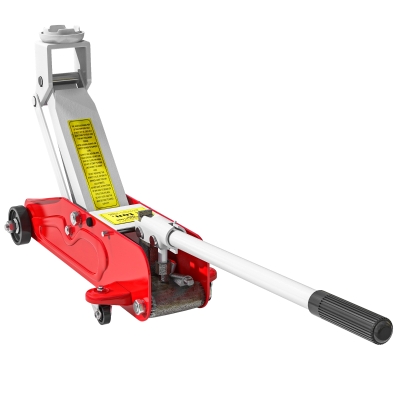 HOMCOM Cric Idraulico con Sollevamento 12-30 cm Rosso e Grigio