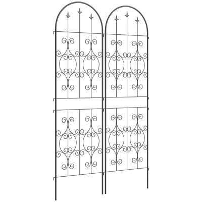 Outsunny 2 Supports Plantes Grimpantes Métal 50x180cm Noir