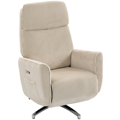 HOMCOM Relaxsessel Elektrisch Verstellbar Fernsessel mit Liegefunktion, 2 Motoren Drehbar TV Sessel mit USB-Anschluss