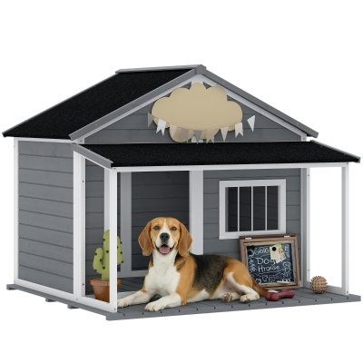 PawHut Cușcă pentru câini de exterior cu terasă 124x112x105cm