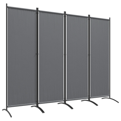 Outsunny Biombo de 4 Paneles Separador de Ambientes Plegable 221x172 cm Biombo Interior para Oficina Dormitorio Gris Oscuro