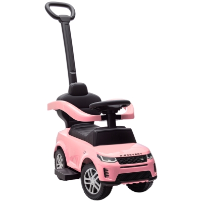 AIYAPLAY Correpasillos 2 en 1 para Niños de 18-36 Meses LAND ROVER DISCOVERY con Almacenaje Mango y Barandilla Extraíbles Rosa