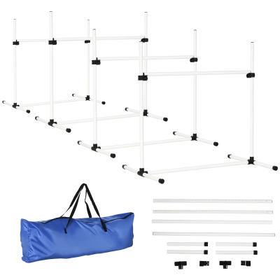 PawHut Agility Chiens 4 Obstacles Sac Transport Blanc Noir