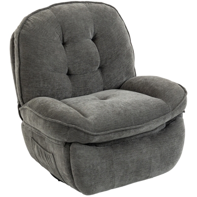 HOMCOM Chenille relaxfauteuil, handmatig verstelbaar, 360° draaibare schommelstoel met brede zitting en hoge rugleuning, lichtgrijs