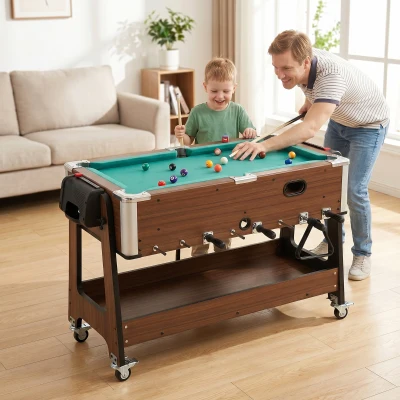 SPORTNOW 3-in-1 Multi Spieltisch drehbar Multifunktionstisch mit Billardtisch Tischfußball Airhockey Ablagefach