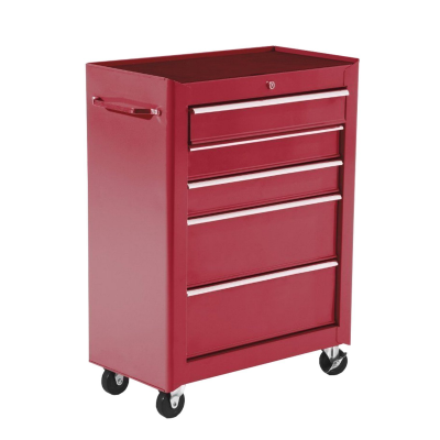 HOMCOM Chariot Atelier Acier 5 Tiroirs Verrouillable Rouge 61,5cm