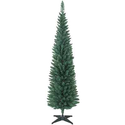 HOMCOM Árvore de Natal Slim 180 cm Árvore de Natal Artificial com 321 Ramos Suporte Metálico Decoração para Interior Verde