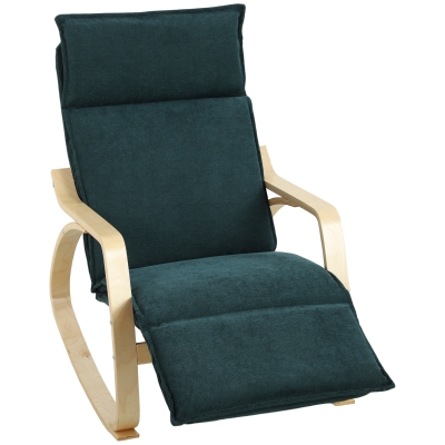 HOMCOM Fauteuil à Bascule Bois Vert Repose-Pieds 5 Positions