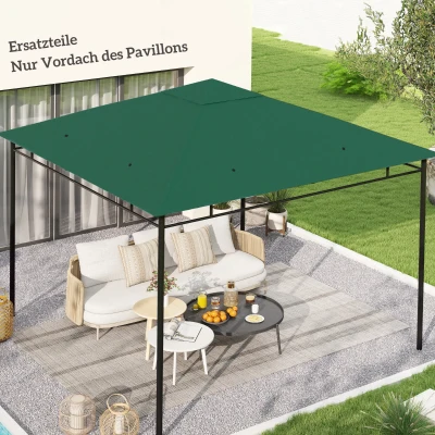 Outsunny Ersatzdach für Gartenpavillon, 8 Wasserabflusslöcher, einfache Montage, Polyester, grün, 2,98 x 2,98 m
