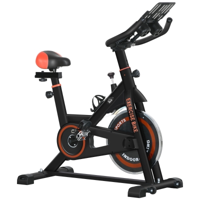 HOMCOM Bici Estática con Resistencia Regulable Volante de Inercia 8 kg Pantalla LCD Manillar y Asiento Ajustable Negro y Rojo