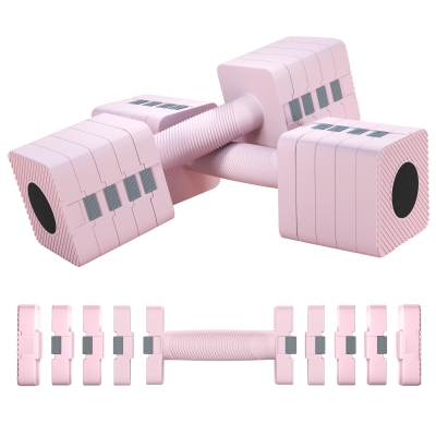 Set 2 Gantere Pătrate de 5 kg Antialunecare, Roz
