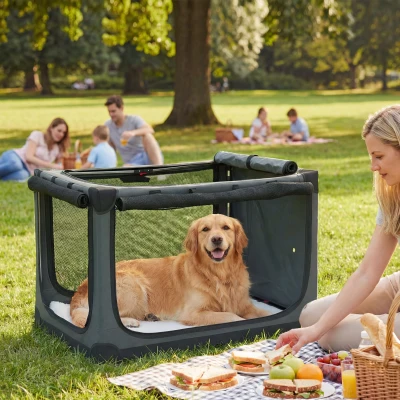 PawHut Hundebox faltbar Hundetransportbox mit Kissen abnehmbar waschbar Bezug aus Oxford-Gewebe für Hunde bis 30kg Armeegrün