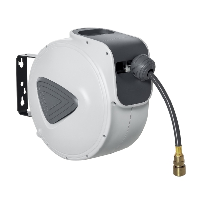 DURHAND Carrete de Manguera de Aire Comprimido Automático de 20 m Conector de 1/4'' BSP Soporte para Pared Giratorio 180° Gris