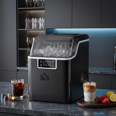 HOMCOM Eiswürfelmaschine Eiswürfelspender Ice-Maker 20kg/24h 2,3L Eiswürfelbereiter mit 3,2 L Wassertank, Schwarz