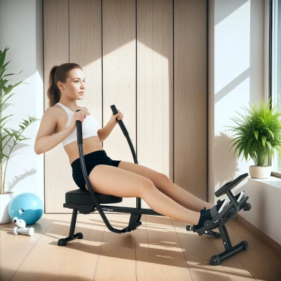 SPORTNOW Hydraulisches Rudergerät für Zuhause mit 12 Widerstandsstufen, mit LCD-Bildschirm und rutschfesten Pedalen Max. 130 kg