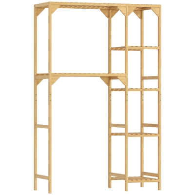 HOMCOM Étagère Bambou Lave-Linge/WC Réglable Bois Naturel