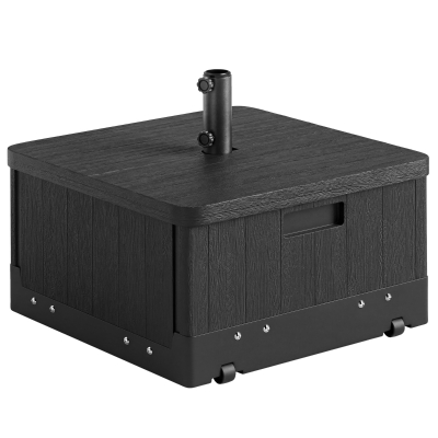 Outsunny 3-in-1 Parasolvoet, Bijzettafel, Bloembak, tot 80 kg zand, weerbestendig, Zwart